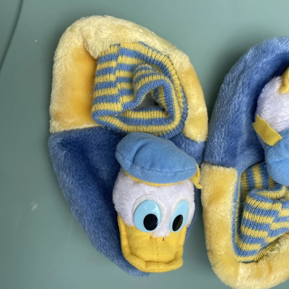 Vintage Kids Donald Duck Slippers Size 11/12 House Shoes Mickey Mouse & Friends